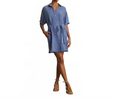 Velvet By Graham & Spencer Stella Woven Linen Dress In Indigo In Blue