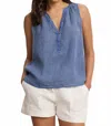 Velvet By Graham & Spencer Tacy Linen Tank Top In Indigo In Blue