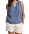 Velvet By Graham & Spencer Tacy Linen Tank Top In Indigo In Blue