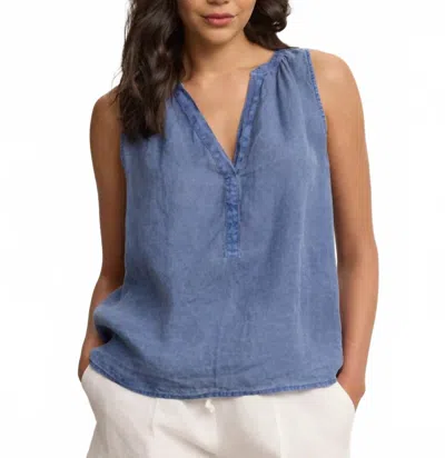 Velvet By Graham & Spencer Tacy V-neck Sleeveless Blouse In Indigo In Blue