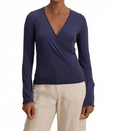 Velvet By Graham & Spencer Tania Crossover Top In Vintage Black In Blue
