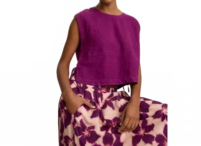 VELVET BY GRAHAM & SPENCER TAVIA WOVEN LINEN SLEEVELESS TOP IN GRAPES