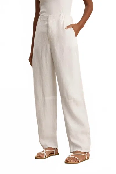 Velvet By Graham & Spencer Taylor Darted Linen Pants In White