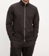 Velvet By Graham & Spencer Terry Mock Neck Zip Sweatshirt In Brimstone In Black