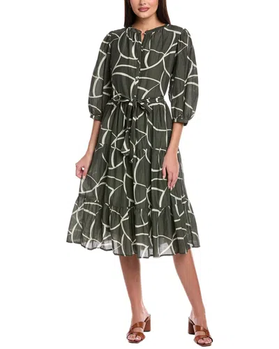 Velvet By Graham & Spencer Tiered Silk-blend Midi Dress In Green