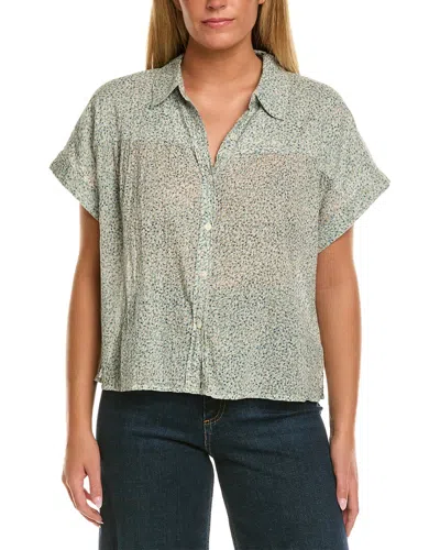 Velvet By Graham & Spencer Tige Short Sleeve Woven Top In Green