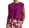 Velvet By Graham & Spencer Tavia Woven Linen Sleeveless Top In Grapes In Purple