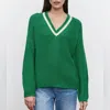 Velvet By Graham & Spencer V-neck Pullover Sweater In Grass In Green