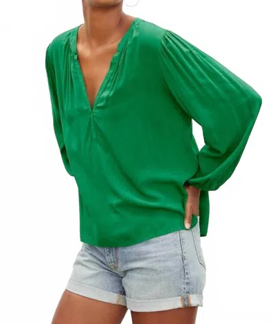 Velvet By Graham & Spencer Velvet Ashley V-neck Top In Fairway In Green