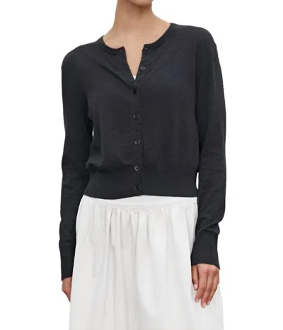 Velvet By Graham & Spencer Violette Long Sleeve Cardigan In Cinder In Gray