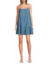 Velvet By Graham & Spencer Women's Suzie Tiered Cotton & Silk A-line Minidress In Blue