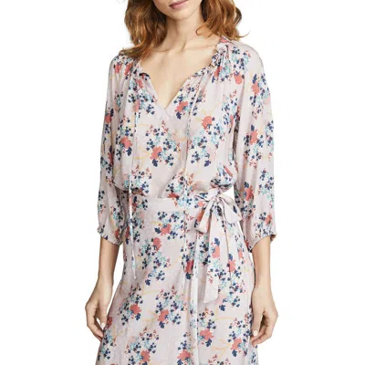 Velvet By Graham & Spencer Womens Floral Tie Neck Blouse In Multi