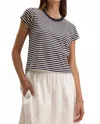 Velvet By Graham & Spencer Yarn Dye Jersey Stripe Tash Tee In Navy In Multi