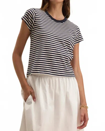 Velvet By Graham & Spencer Yarn Dye Jersey Stripe Tash Tee In Navy In Multi