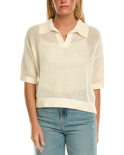 Velvet By Graham & Spencer York Cashmere-blend Polo Sweater In Neutral