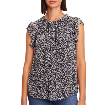Velvet By Graham & Spencer Adara Viscose Georgette Blouse In Animal In Multi