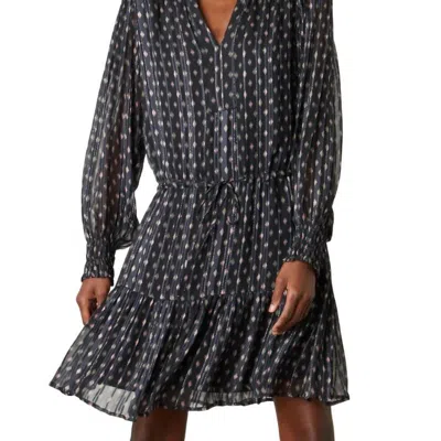 Velvet By Graham & Spencer Anastasia Printed Lurex Stripe Dress In Starlit In Black