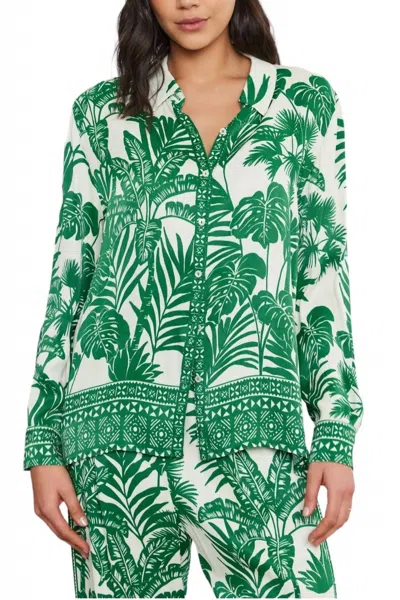 Velvet By Graham & Spencer Ayla L/s Button Down Shirt In Green