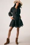 VELVET BY GRAHAM & SPENCER BARB LONG-SLEEVE EYELET MINI DRESS