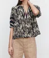Velvet By Graham & Spencer Beatrice V-neck Blouse In Black/ecru In Multi