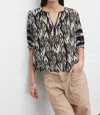 Velvet By Graham & Spencer Beatrice V-neck Blouse In Black/ecru In Multi