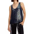 Velvet By Graham & Spencer Behati Low Neck Tank Top In Baltic In Blue