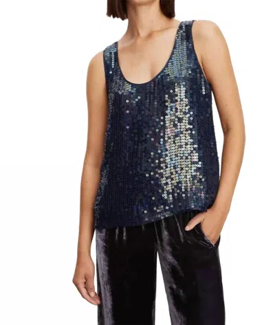 Velvet By Graham & Spencer Behati Low Neck Tank Top In Baltic In Blue
