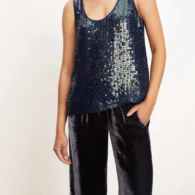 Velvet By Graham & Spencer Behati Sequin Tank Top In Baltic In Black