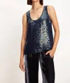 Velvet By Graham & Spencer Behati Sequin Tank Top In Baltic In Blue