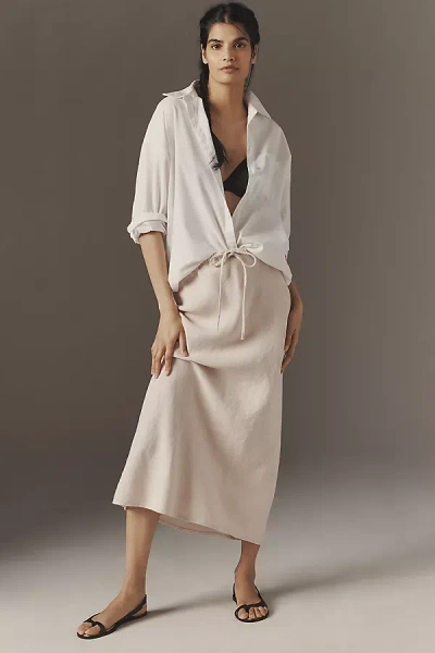 Velvet By Graham & Spencer Beka Linen Midi Skirt In Beige