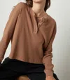 Velvet By Graham & Spencer Bonnie Henley Top In Camel In Brown