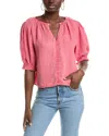 Velvet By Graham & Spencer Celine Linen Top In Pink