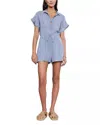 Velvet By Graham & Spencer Womens Linen Button-down Romper In Blue