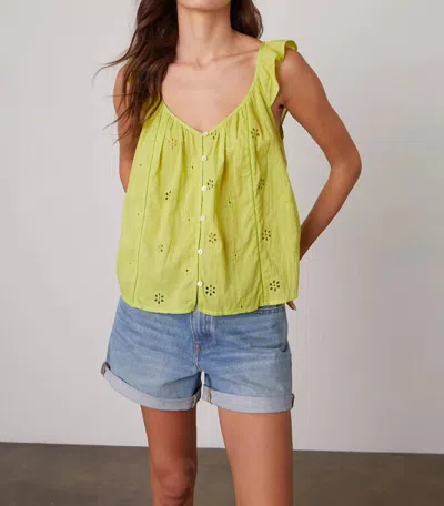 Velvet By Graham & Spencer Coco Cotton Eyelet Top In Lime In Green