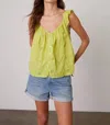 Velvet By Graham & Spencer Coco Cotton Eyelet Top In Lime In Multi