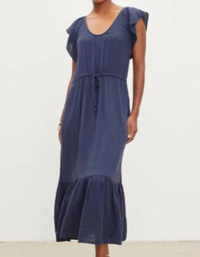 Velvet By Graham & Spencer Cotton Drawstring Dress In Cadet In Blue