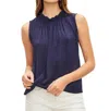 Velvet By Graham & Spencer Crinkled Viscose Kiana Top In Navy In Blue