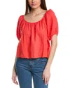 Velvet By Graham & Spencer Dana Linen Blouse In Red