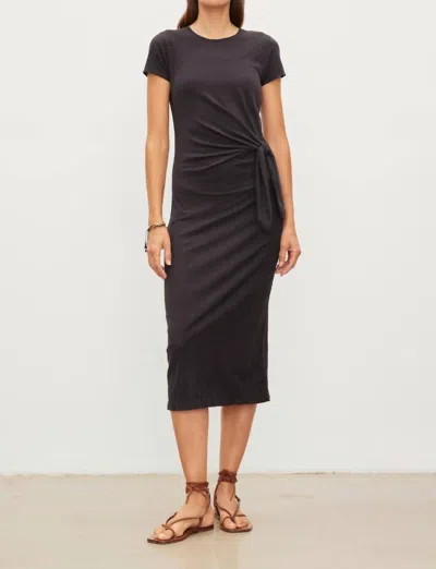 Velvet By Graham & Spencer Darcy Cotton Slub Midi Dress In Black