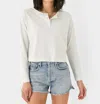 Velvet By Graham & Spencer Deliah Cropped Henley Shirt In Beach In Multi