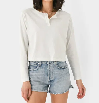 Velvet By Graham & Spencer Deliah Cropped Henley Shirt In Beach In Multi