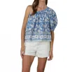 Velvet By Graham & Spencer Diana One Shoulder Top In Azul In Multi