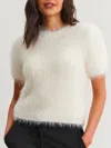 Velvet By Graham & Spencer Eila Feather Fuzzy Sweater In Milk In White