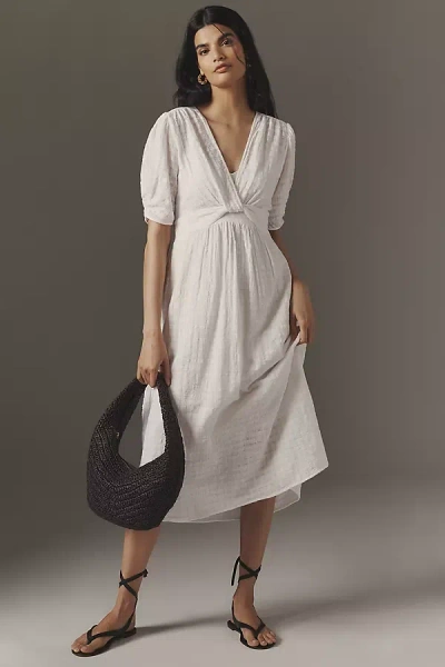Velvet By Graham & Spencer Eloise Short-sleeve Gauze Midi Dress In White