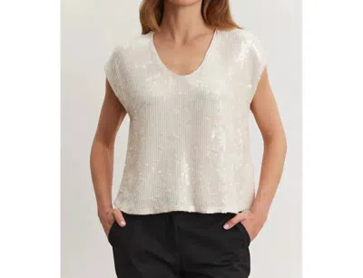 Velvet By Graham & Spencer Elorie Sequin Top In Cream In White