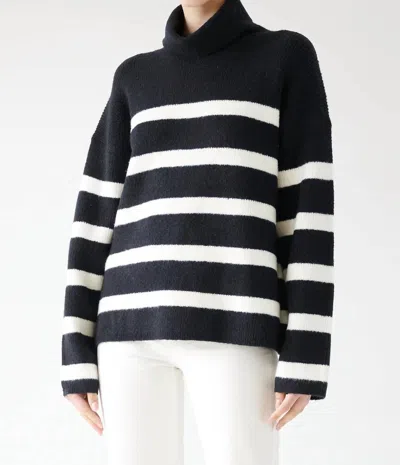 Velvet By Graham & Spencer Encin High Neck Long Sleeve Sweater In Black/milk In Multi