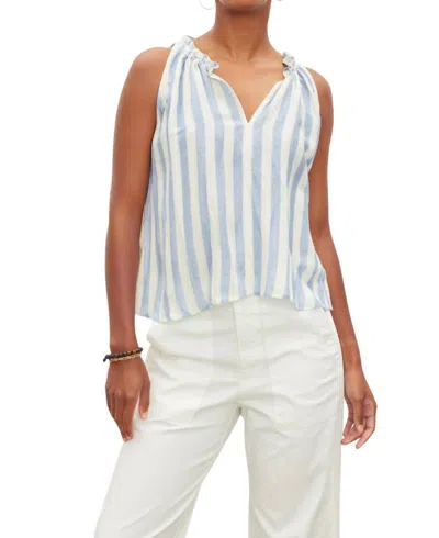 Velvet By Graham & Spencer Erica Striped Blouse In Sky In Blue