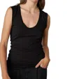 VELVET BY GRAHAM & SPENCER ESTINA COTTON GAUZE SCOOP NECK TANK TOP IN BLACK