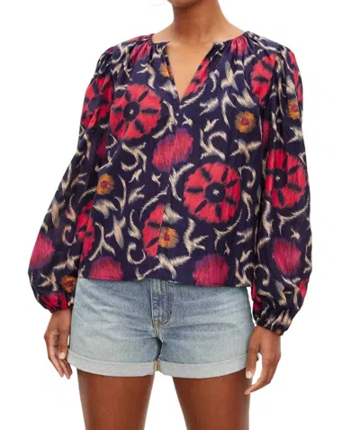 Velvet By Graham & Spencer Fraser Printed Silk Cotton Voile Top In Twilight In Multi