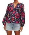 VELVET BY GRAHAM & SPENCER FRASER PRINTED SILK COTTON VOILE TOP IN TWILIGHT